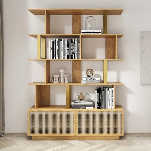 Loria multi-purpose natural wood bookcase - Image 13