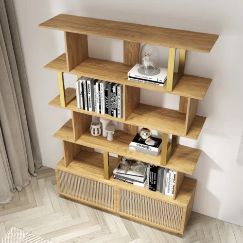 Loria multi-purpose natural wood bookcase - Image 14