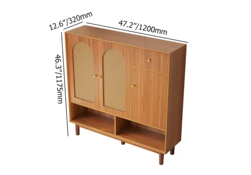 Vitality 3-Door, 4-Shelf Wood and Rattan Shoe Rack - Image 6