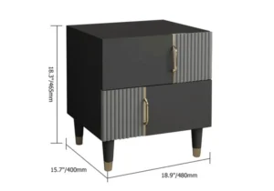 Bedroom Table 2 Drawer Black with Denizen Gray - Image 5