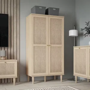 روما دولاب خشب طبيعي مع راتان