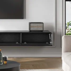 أيورا وحدة تلفزيون معلّقة من الخشب الطبيعي بزوايا مستديرة