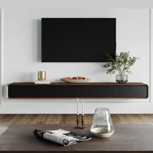 أيورا وحدة تلفزيون معلّقة من الخشب الطبيعي بزوايا مستديرة