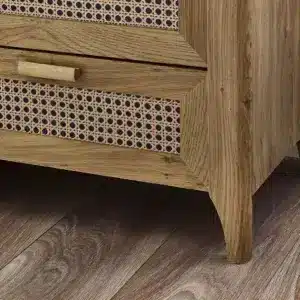 إليرا خزانة أدراج ب ٦ أدراج من الخشب الطبيعي والراتان