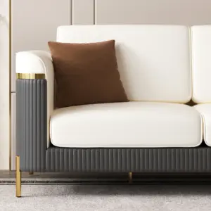 ديورا طقم كنبتين وكرسي من الخشب الطبيعي وأرجل من الأستانلس الذهبي