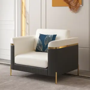 ديورا طقم كنبتين وكرسي من الخشب الطبيعي وأرجل من الأستانلس الذهبي