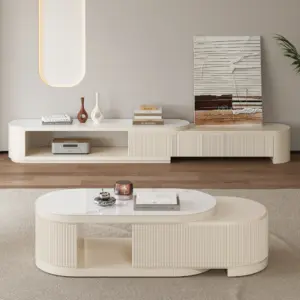 ليڤانتو طقم وحدة تلفزيون وطاولة قهوة بسطح أنيق