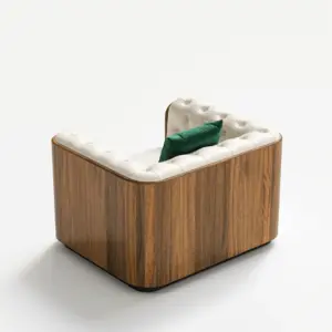 مونتكلير طقم جلوس فاخر مع لمسات من الخشب الطبيعي