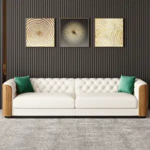 مونتكلير طقم جلوس فاخر مع لمسات من الخشب الطبيعي