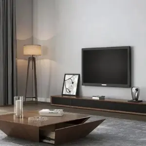 حامل تلفزيون حديث من خشب الجوز مقاس 94 بوصة