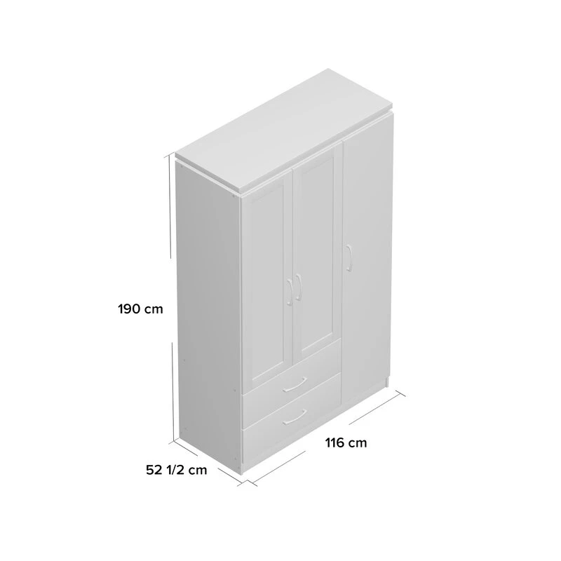 ابريل دولاب خشب 3 ضلفه من الخشب الطبيعي - الصورة 8