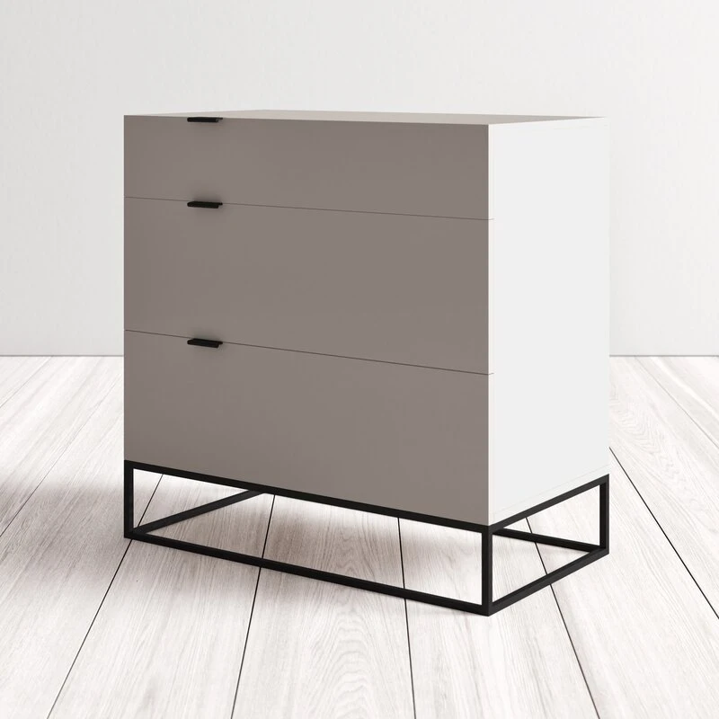 وحدة أدراج خشب ذات قاعدة معدنية - الصورة 4