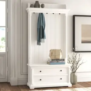 فيلفي مقعد تخزين مع حامل معاطف