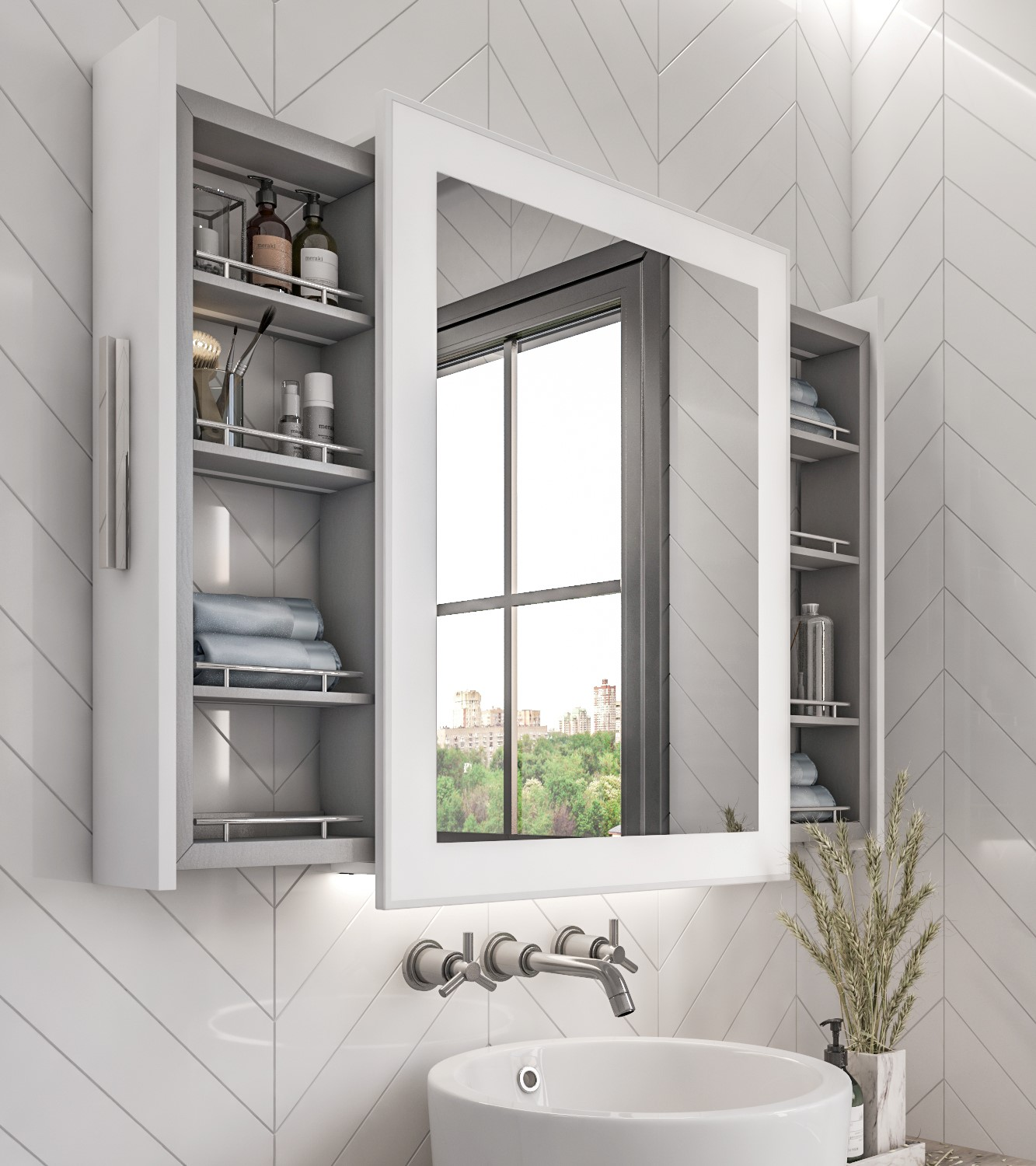 آلبا مرايا مضيئة بوحدة تخزين خلفية متحركة - الصورة 4