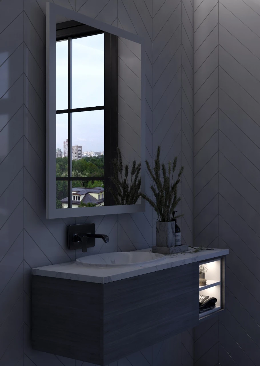 مرايا ليد مضيئة خشب طبيعي - الصورة 4