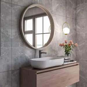 مراية دائرية خشب طبيعي متعددة الإستخدام