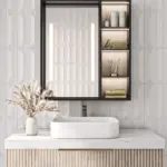 Cavina Illuminated Bathroom Mirror Unit with Shelves