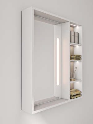 ⁦Cavina Illuminated Bathroom Mirror Unit with Shelves⁩ - الصورة ⁦3⁩