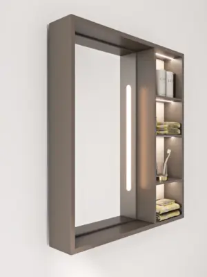 ⁦Cavina Illuminated Bathroom Mirror Unit with Shelves⁩ - الصورة ⁦4⁩