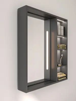 ⁦Cavina Illuminated Bathroom Mirror Unit with Shelves⁩ - الصورة ⁦11⁩