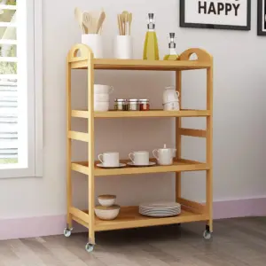لافي عربة مطبخ من الخشب الطبيعي ٤ رف