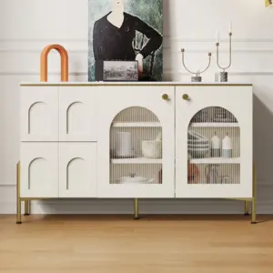 بوفيه كريدنزا مصنوع من الخشب الطبيعي وأرجل معدنية