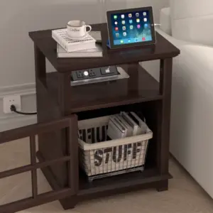 شيرلين طاولة جانبية خشب طبيعي