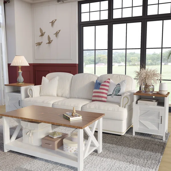 طاوله جانبيه خشب طبيعي وافي "قطعتين" - الصورة 3