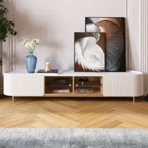 طاولة تليفزيون بيضاويه حديثه باليي خشب طبيعي