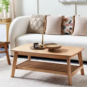طاولة قهوه خشب طبيعى مع رف لاڤا