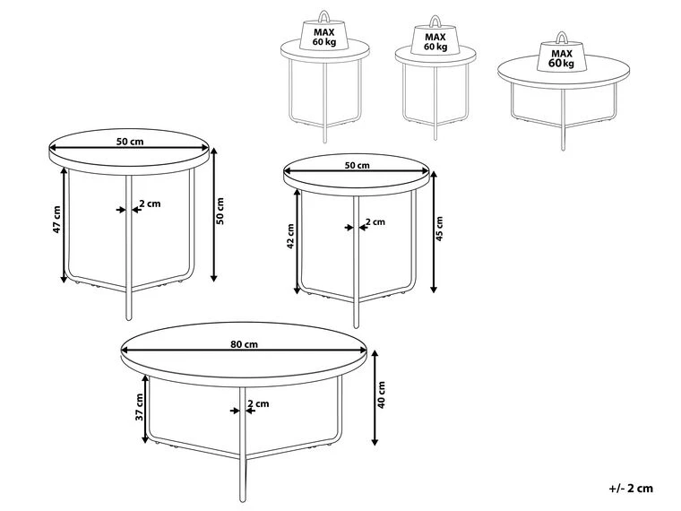 أليس مجموعة من 3 طاولات القهوة - الصورة 11