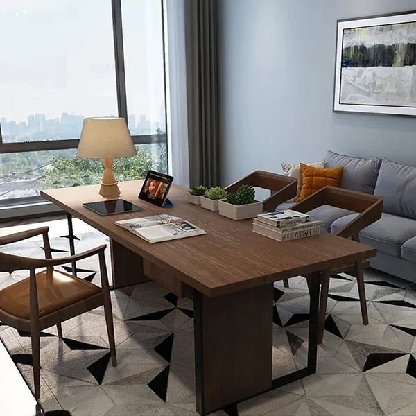 ريمي مكتب خشب طبيعي مع معدن - الصورة 7