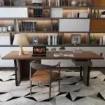 ريمي مكتب خشب طبيعي مع معدن