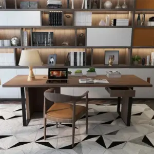 ريمي مكتب خشب طبيعي مع معدن