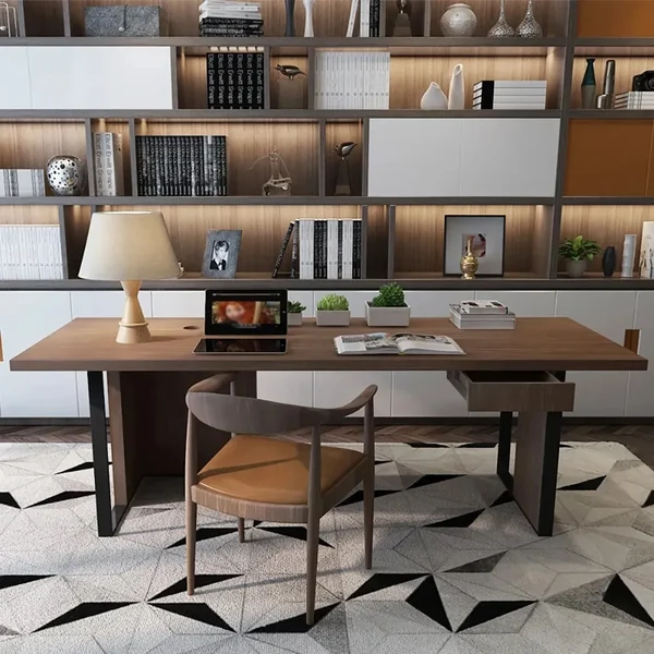 ريمي مكتب خشب طبيعي مع معدن