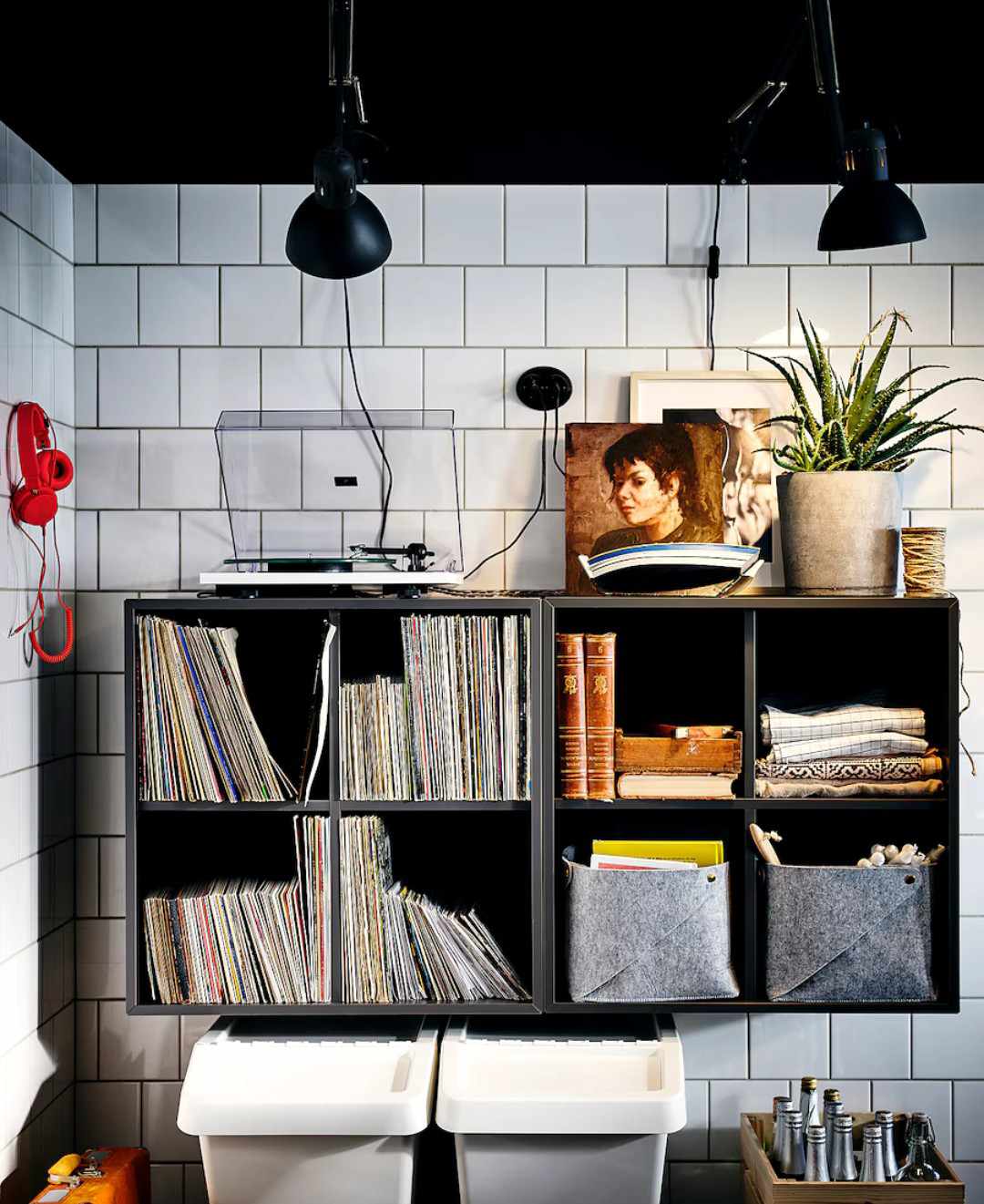 EKET وحدة رف حائطية مع 4 حجيرات, رمادي غامق, 70x35x70 سم - الصورة 5