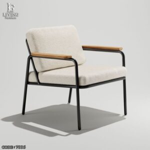 مارسيليا كرسي مودرن بيج بذراعين خشب من ليفينج