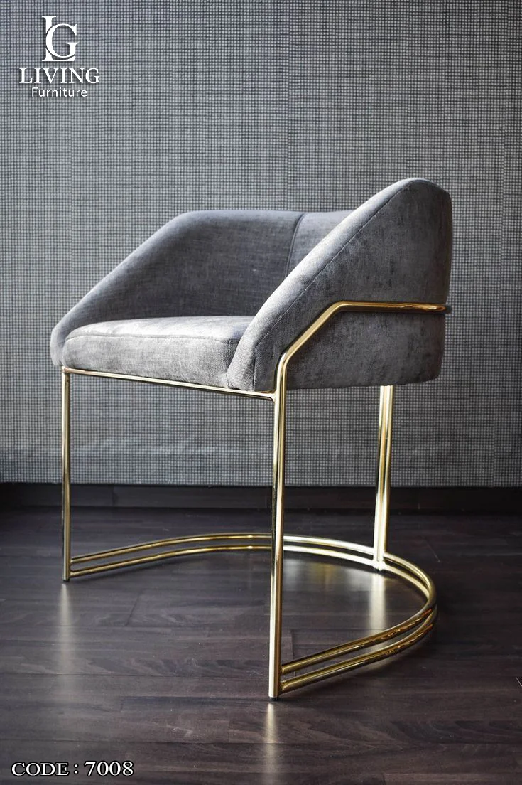 نيرو كرسي مودرن رمادي بإطار ذهبي من ليفينج