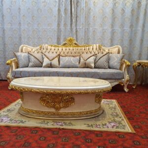 صالون باروك خشبي بتصميم كلاسيكي منحوت يدويًا