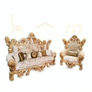 طقم صالون أوروبي فاخر خشب طبيعي لغرف المعيشة