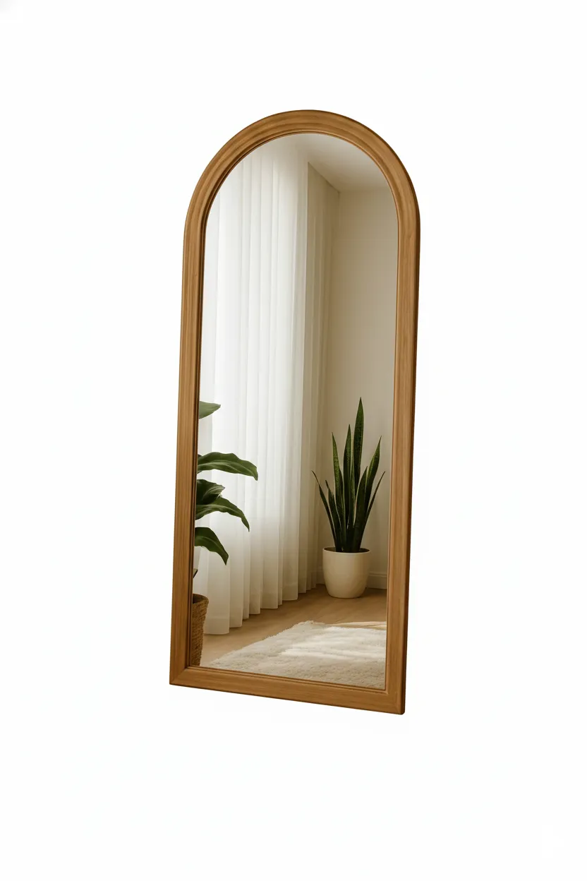 أليورا مرايا أرضية بإطار خشبي طبيعي مقوس - الصورة 3