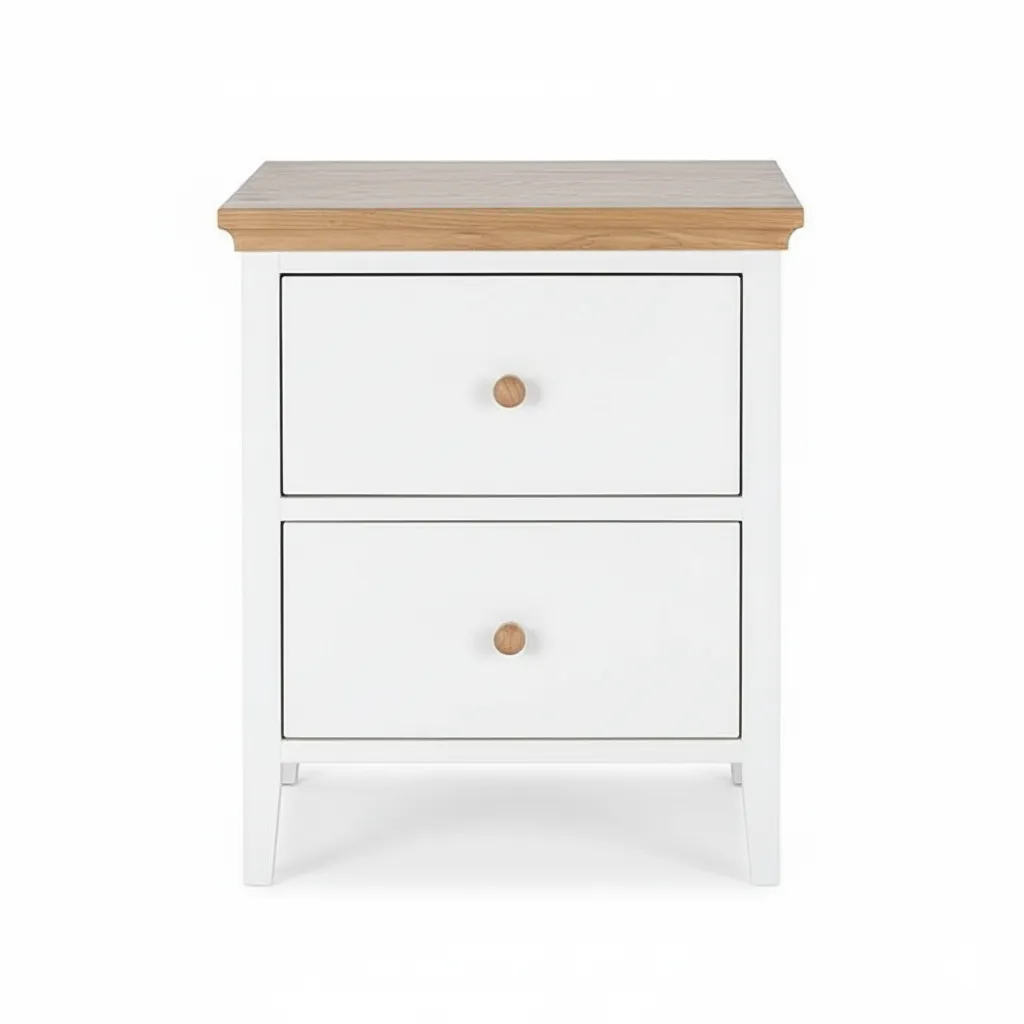 ألينــا كومود جانبي خشب طبيعي باللون الأبيض