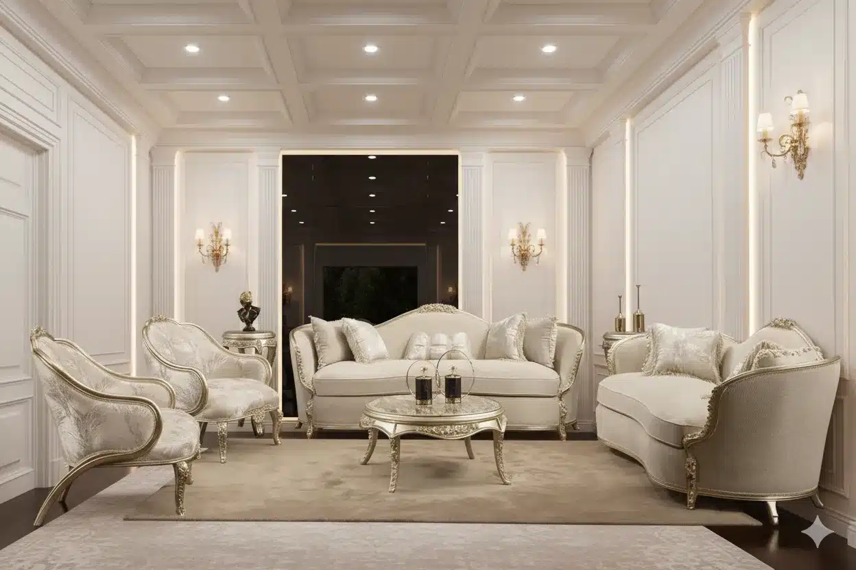 إمبريال صالون كلاسيك فاخر بتشطيبات ذهبية