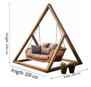 ⁦كالي مرجيحة خارجية خشب طبيعي من ليفينج⁩ - الصورة ⁦2⁩