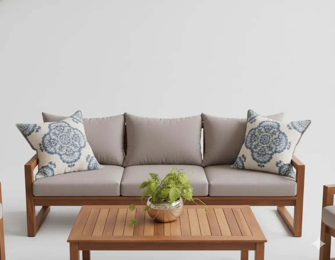 أورورا طقم جلوس خارجي 6 قطع من ليفينج بتصميم خشبي عصري - الصورة 3