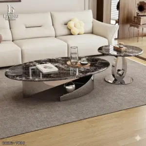 نوفا طقم طاولات مودرن رخام أسود من Living