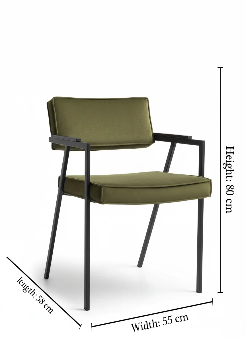 أورو كرسي مودرن – إطار معدني ومقعد مخملي - الصورة 4