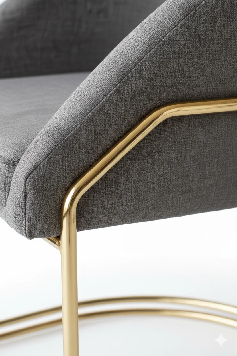 نيرو كرسي مودرن رمادي بإطار ذهبي من ليفينج - الصورة 5