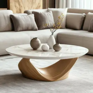 أوريفونا طاولة قهوة دائرية بقاعدة نحتية