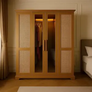 أمارا خزانة رتان خشبية كلاسيك